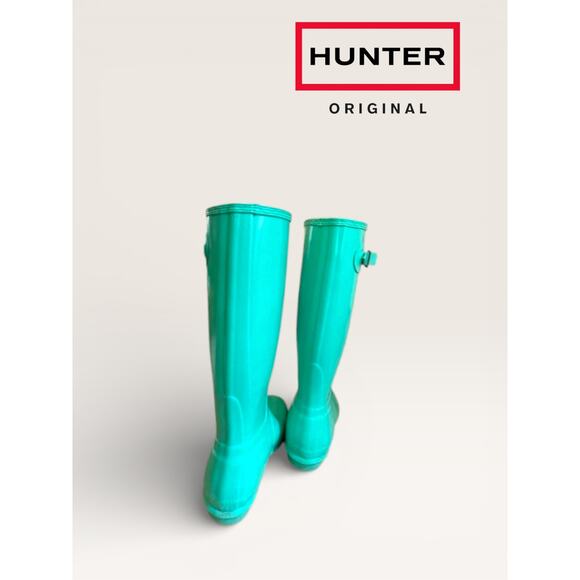 EUC Hunter Original Tall Rain Boots WFT1000RGL Tiffany Blue Women’s 8 - Picture 2 of 4